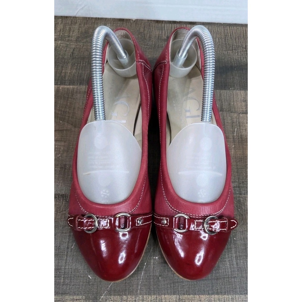 AGL Monika Dark Red Patent Leather Buckle Ballet Flats Italy EU 39 US 9